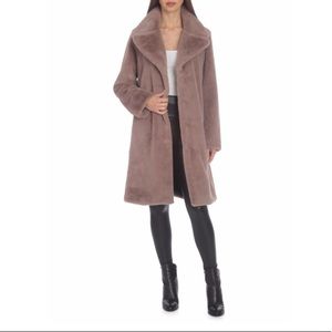 Avec Les Filles Notched faux fur teddy coat